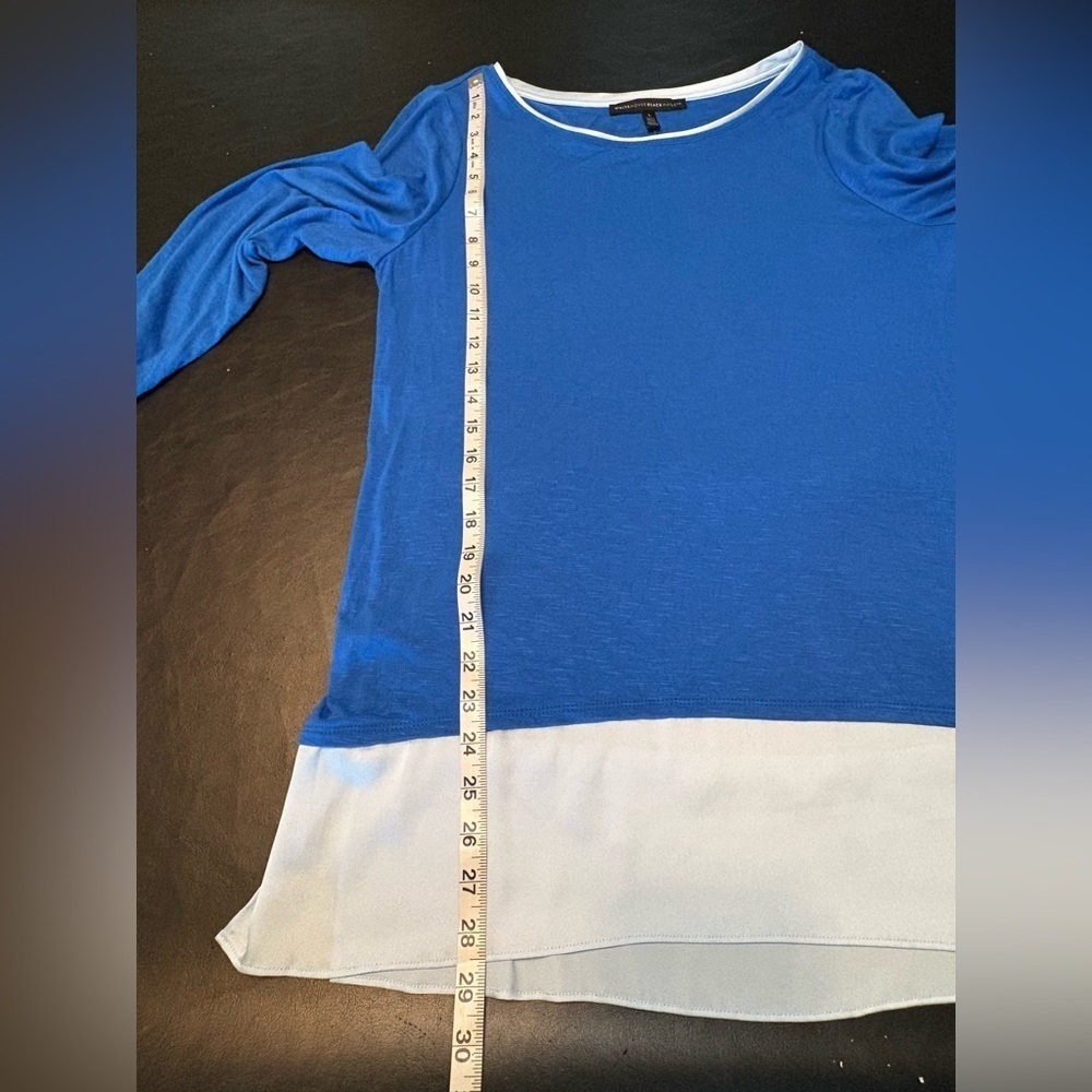 White House Black Market Royal Blue w/light blue satin feel bottom layer Sz: L - Picture 9 of 10